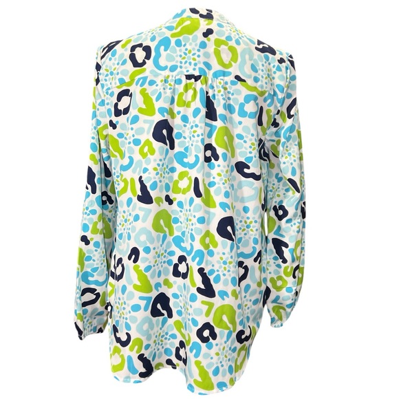 Buckhead Betties NWOT blue and green print oversized tunic.  Size small - Picture 2 of 4